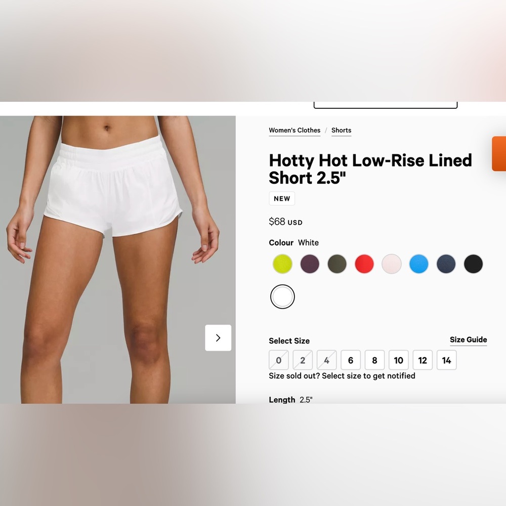 LULULEMON low-rise lined short 2.5”